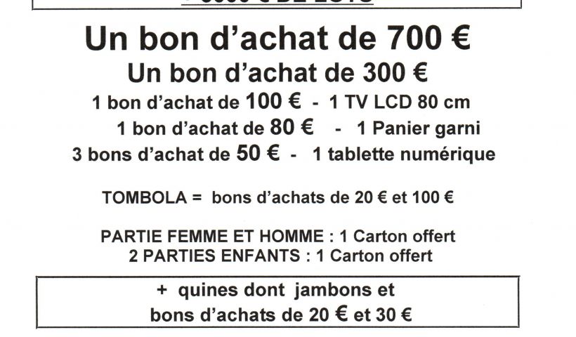 Loto à la salle des fêtes de Vernantes