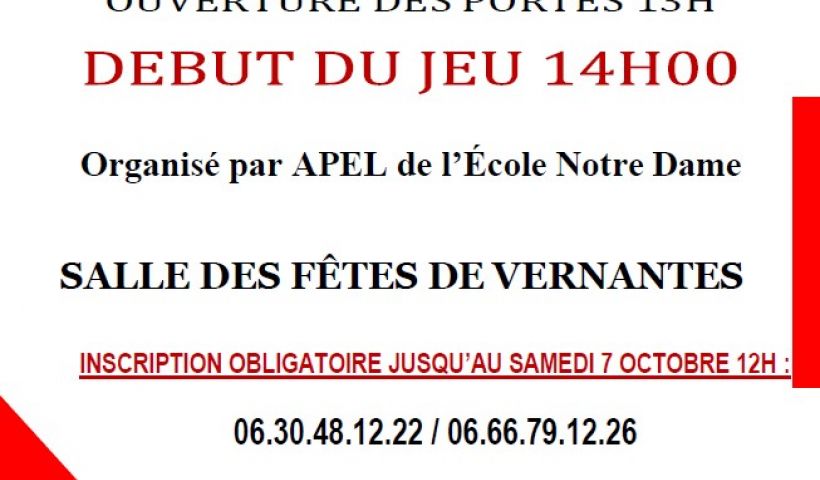 Concours de Belote APEL École Notre-Dame