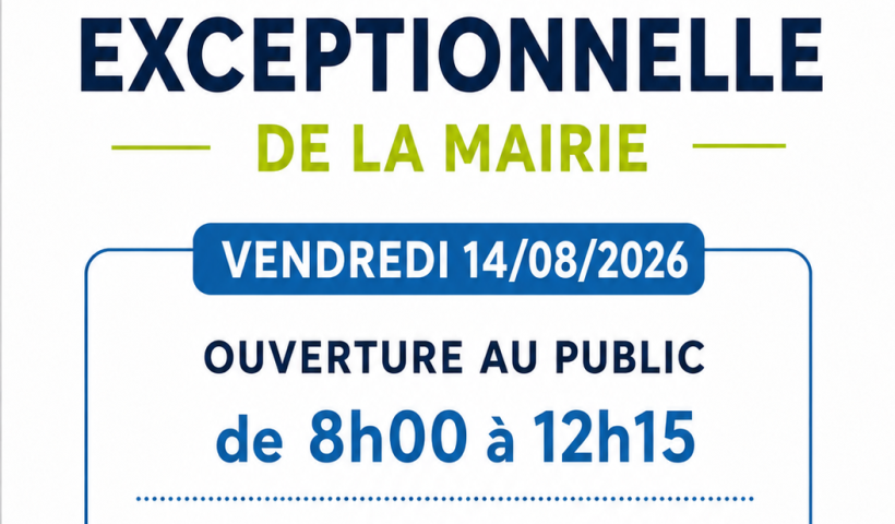Horaires exceptionnelle de la mairie
