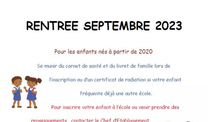 Inscriptions à l'école Notre-Dame !